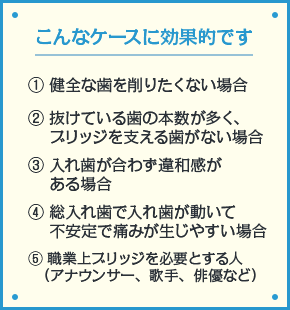 インプラントはこんなケースに効果的です